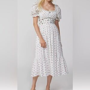 For Love And Lemons White Floral Midi medium dress